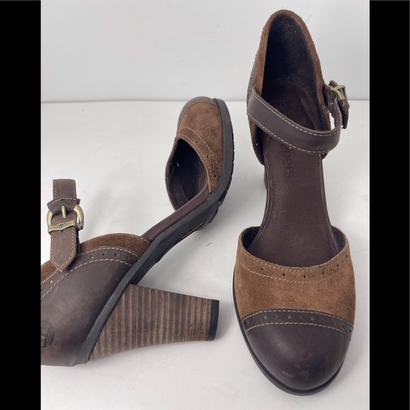 NEW! Timberland Earth keepers Wingate Mary Jane Brown Leather Heels Sandal Sz 9 - Picture 10 of 12